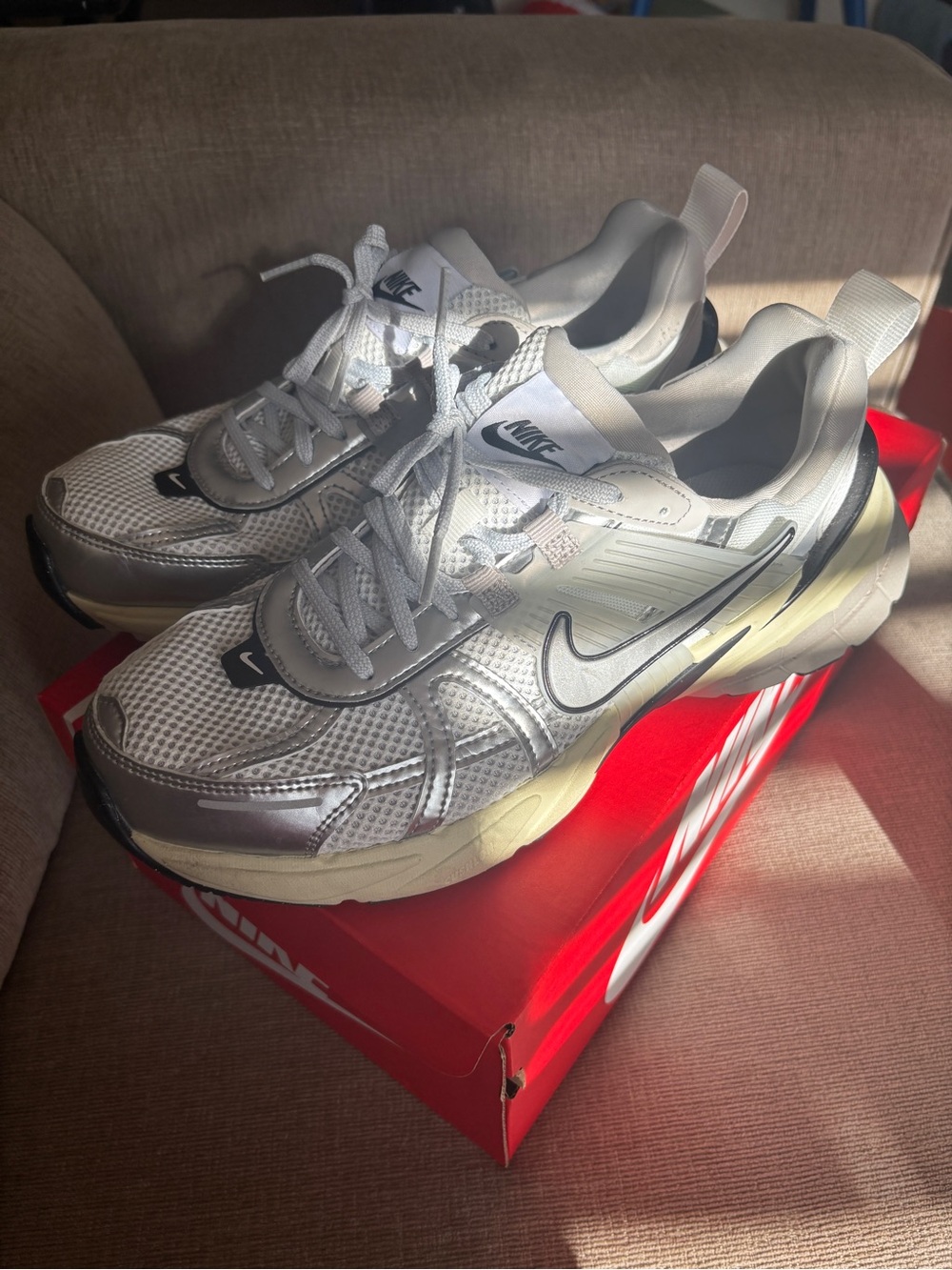 Nike Women's White Silver Athletic Sneakers